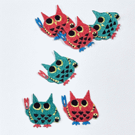 可愛いフクロウのアイロン接着のワッペン